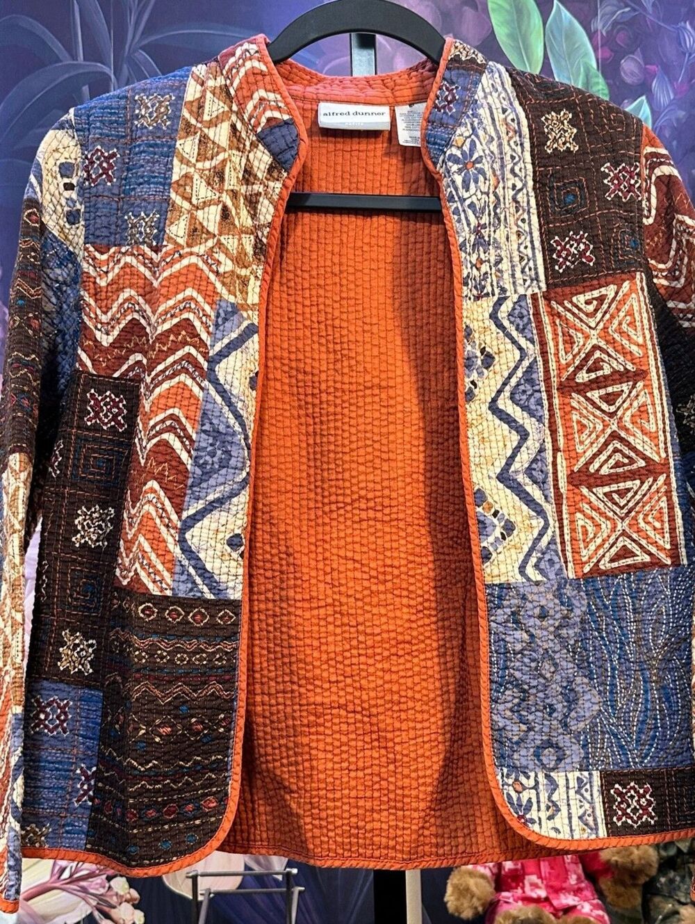 Alfred Dunner 8P 100% Cotton Boho Patchwork Geometric Quilted Fall Jacket